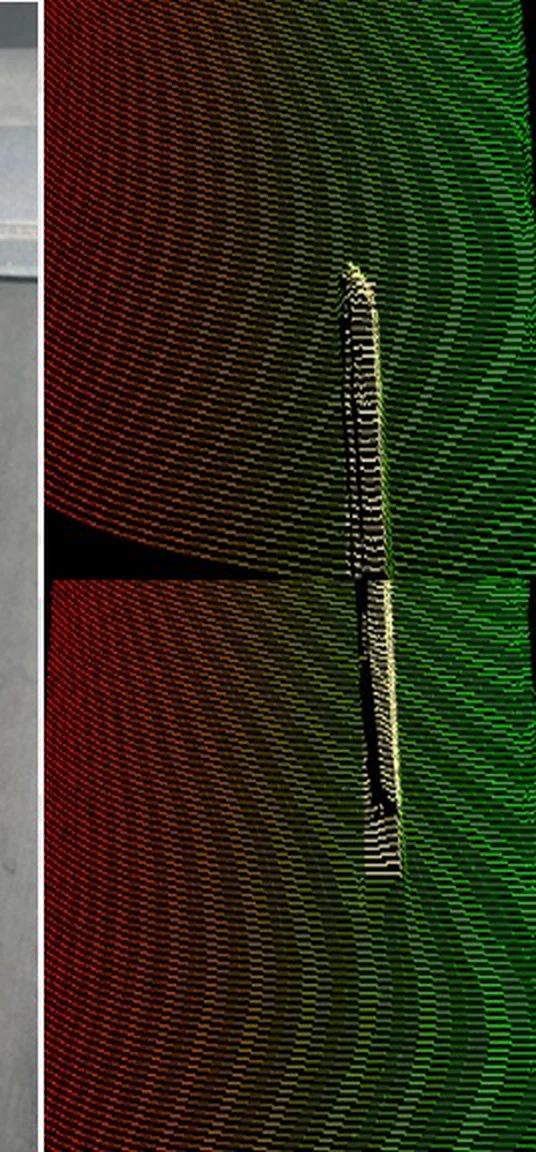 Reconstrução em nuvem de pontos 3D do mesmo rasgo, gerada pelo sistema TDIS